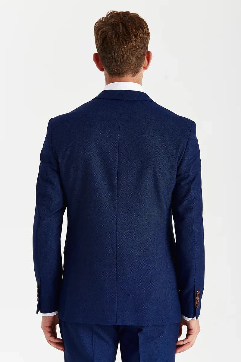 Rear view of Paul Andrew Mayfair Blue men’s suit – tailored blue wedding suit from Menz Suits