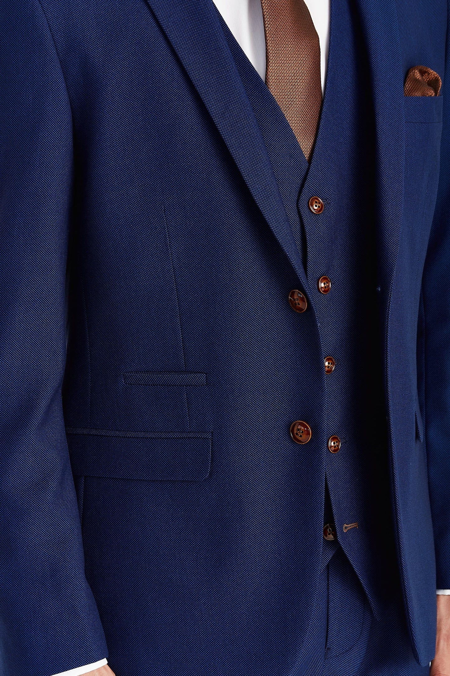 Paul Andrew Mayfair Blue suit fabric texture – premium blue tailored cloth from Menz Suits