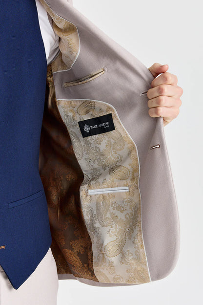 Paul Andrew Mayfair Stone Textured Three Piece Suit With Mayfair Navy Waistcoat