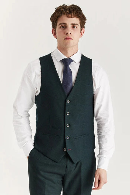 PAUL ANDREW JASPER GREEN CHECK 3-PIECE SUIT