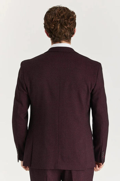 PAUL ANDREW REGENT WINE CHECK 3-PIECE SUIT