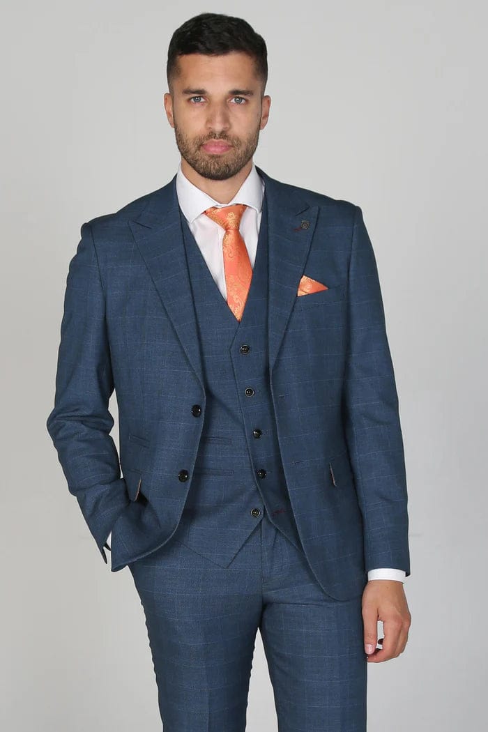 Paul Andrew Viceroy Navy Check 3-Piece Suit