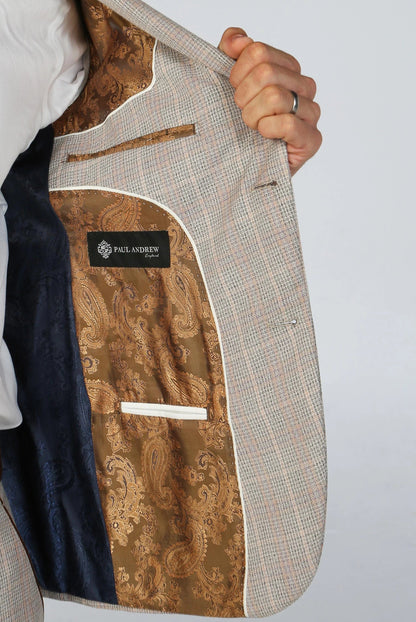 PAUL ANDREW LEO BEIGE CHECK 3-PIECE SUIT