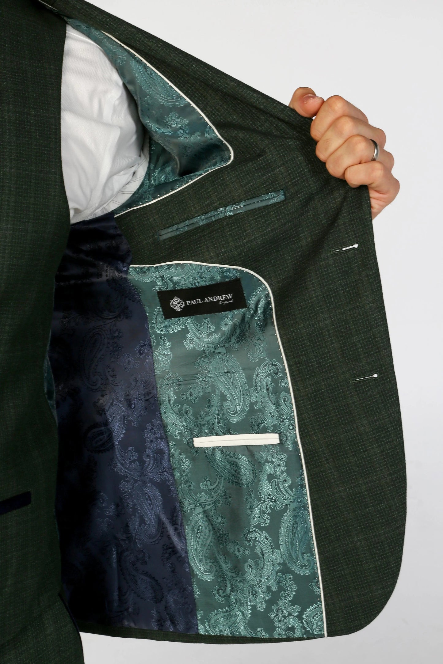 PAUL ANDREW LEO GREEN CHECK 3-PIECE SUIT