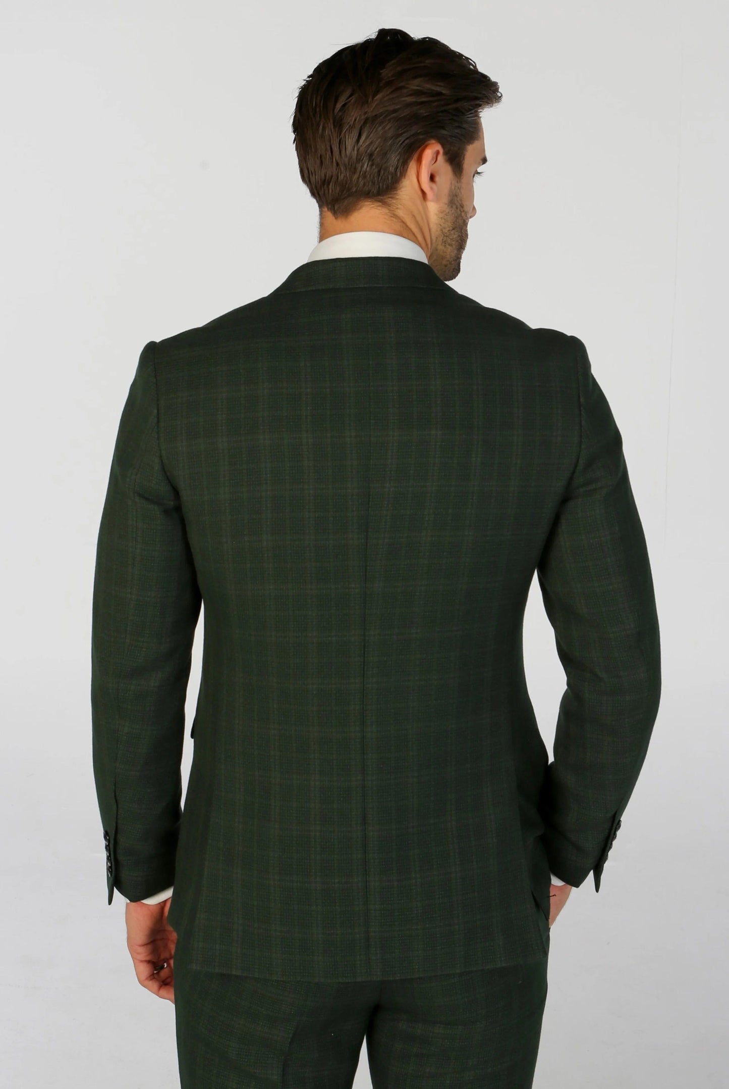 PAUL ANDREW LEO GREEN CHECK 3-PIECE SUIT