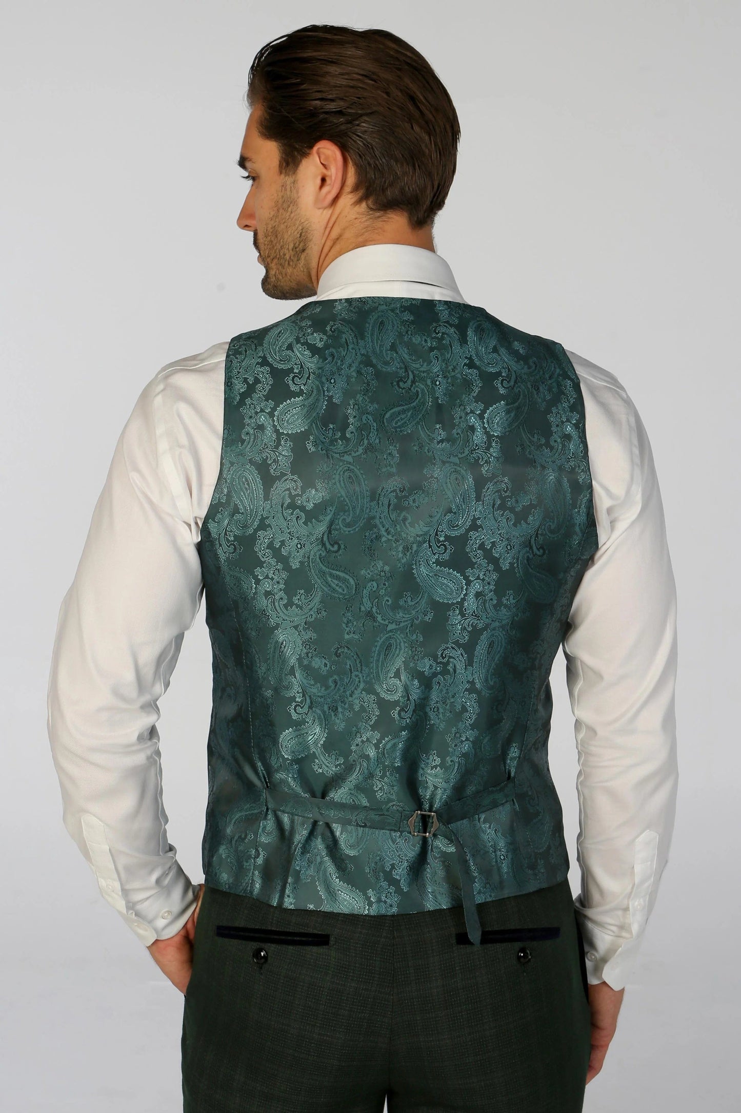 PAUL ANDREW LEO GREEN CHECK 3-PIECE SUIT