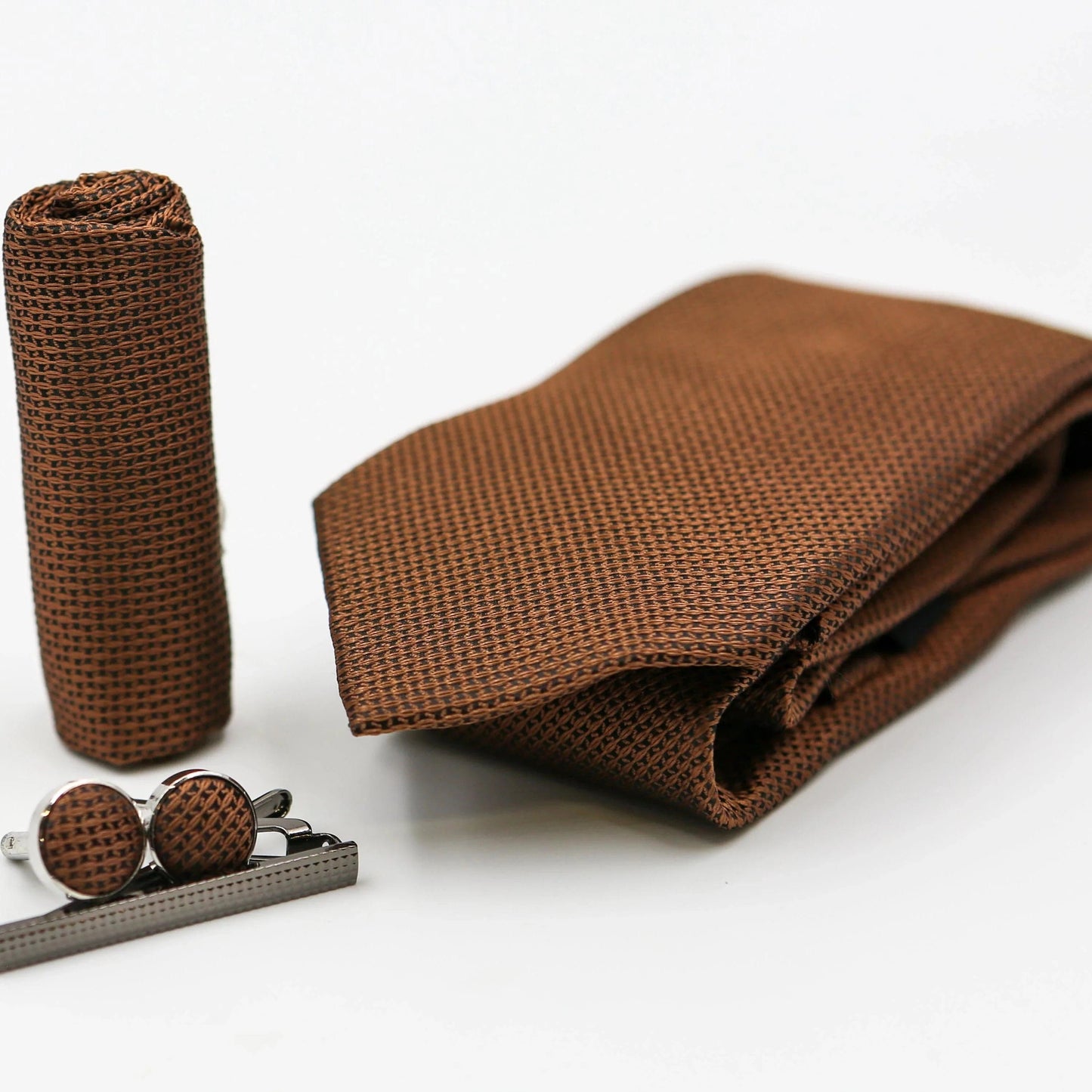 BROWN TEXTURED TIE SET (311)