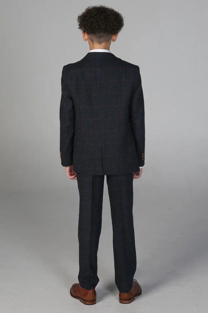 BOYS MADRID NAVY TWEED 3-PIECE SUIT