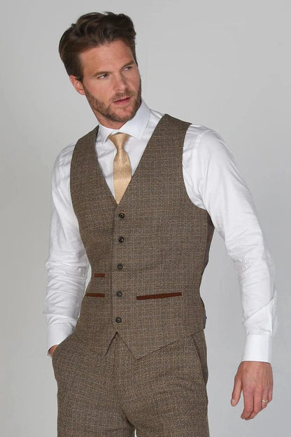 Paul Andrew Ralph Brown Tweed 3-Piece Suit