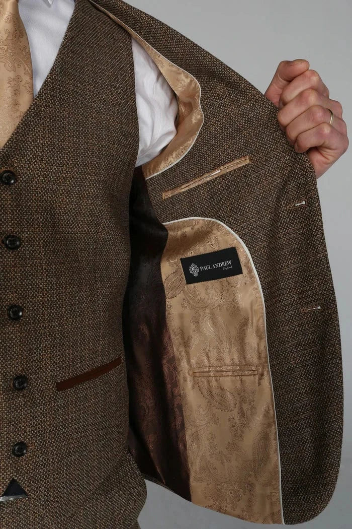 Paul Andrew Ralph Brown Tweed 3-Piece Suit