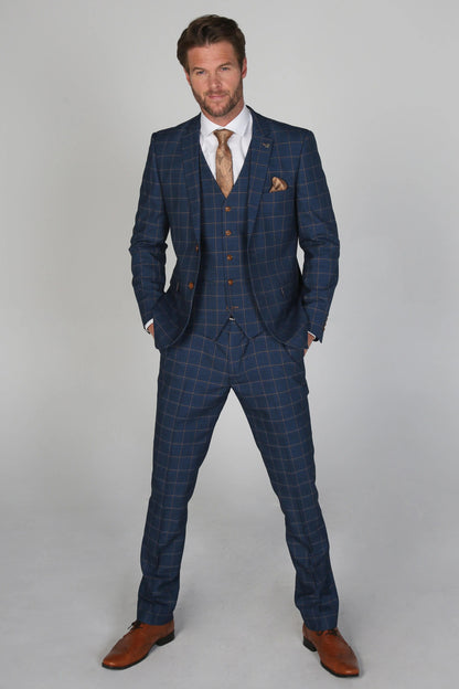 HAMLEYS NAVY CHECK 3-PIECE SUIT