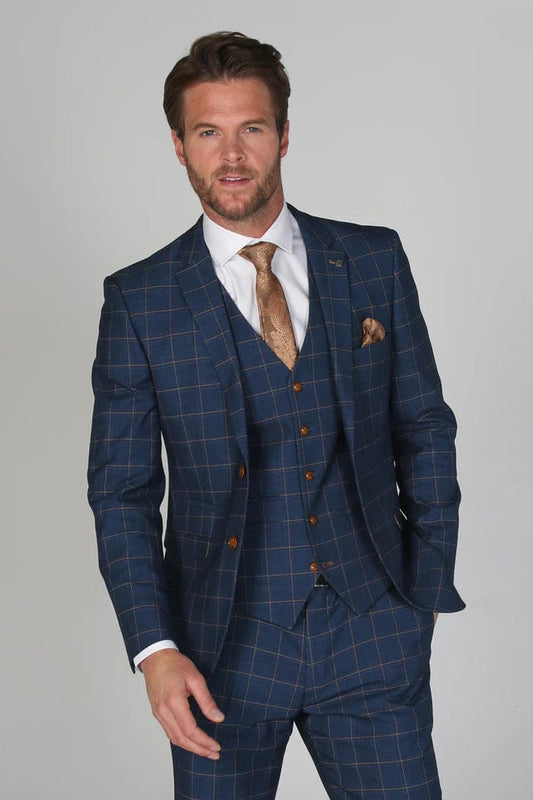 PAUL ANDREW HAMLEYS NAVY CHECK BLAZER
