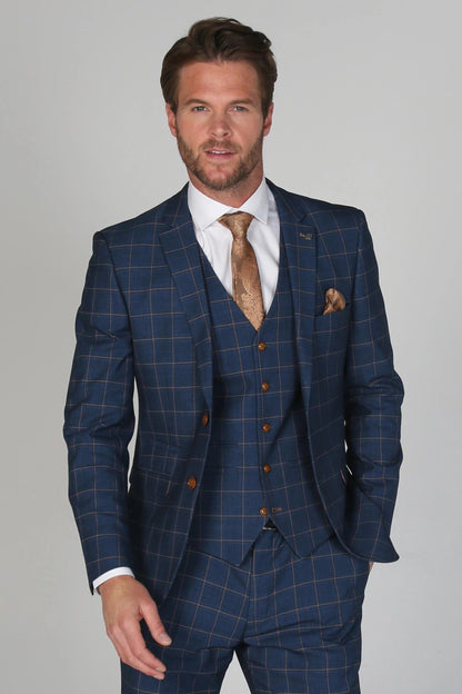 HAMLEYS NAVY CHECK 3-PIECE SUIT