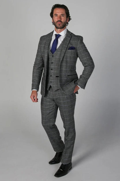 HARRIS GREY TWEED 3-PIECE SUIT