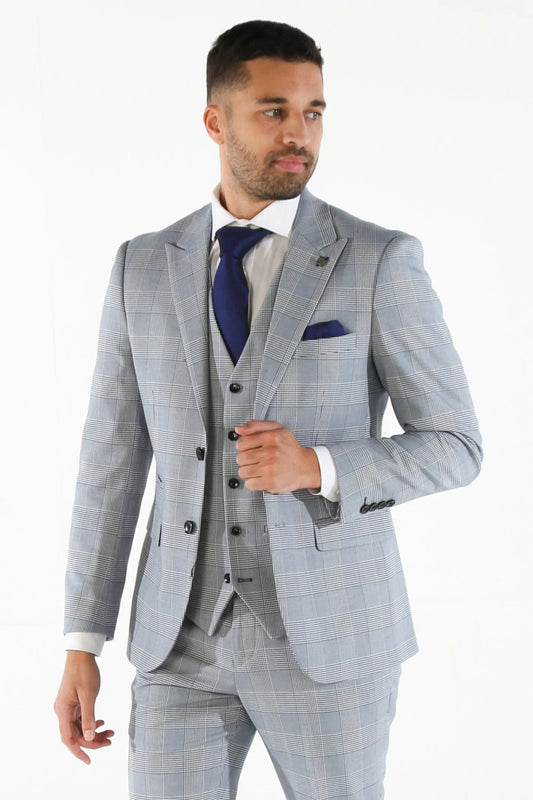 MARK SKY BLUE CHECK 3-PIECE SUIT