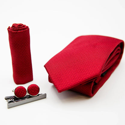 PAUL ANDREW RED TEXTURED TIE SET