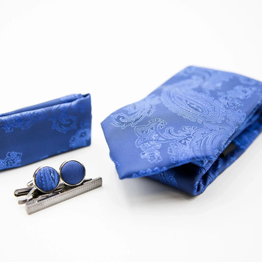Paul Andrew Blue Paisley Tie Set