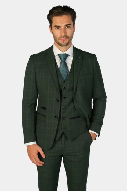 LEO GREEN CHECK 3-PIECE SUIT