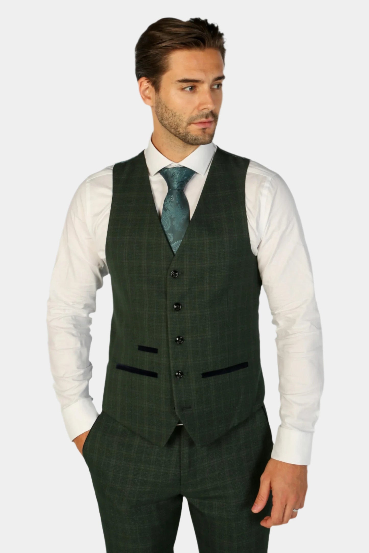 LEO GREEN CHECK 3-PIECE SUIT