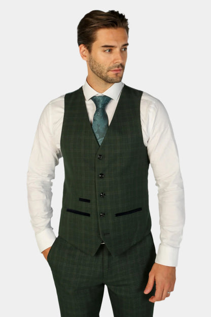 LEO GREEN CHECK 3-PIECE SUIT