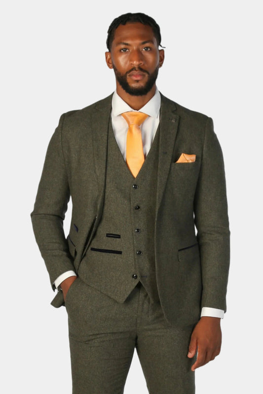 OSCAR GREEN TWEED 3-PIECE SUIT