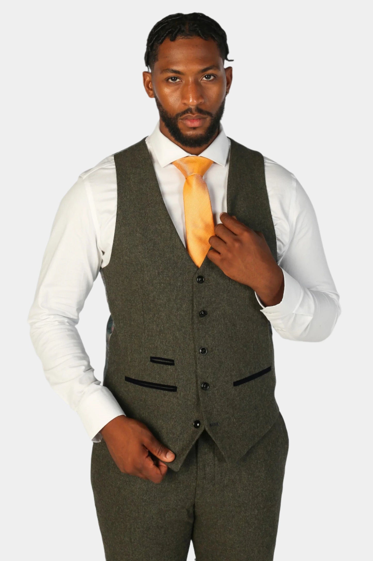 OSCAR GREEN TWEED 3-PIECE SUIT