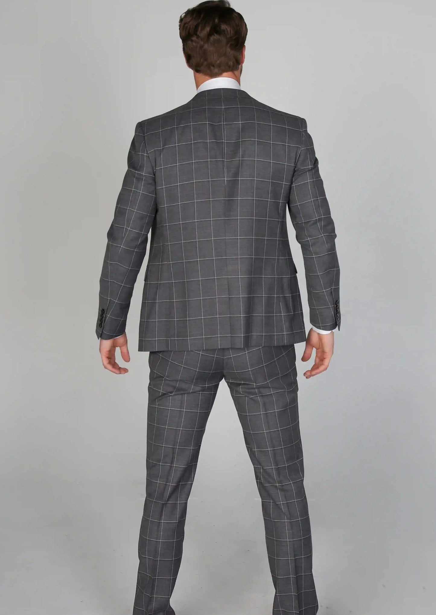 HOBBS DARK GREY CHECK 3-PIECE SUIT