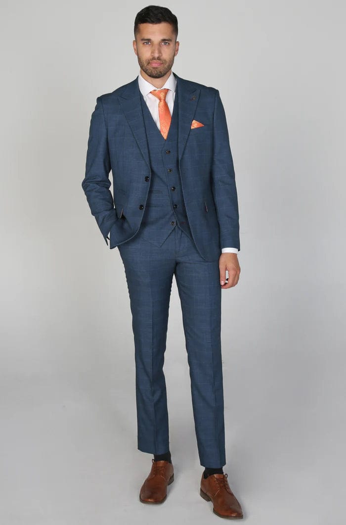 VICEROY NAVY CHECK 3-PIECE SUIT