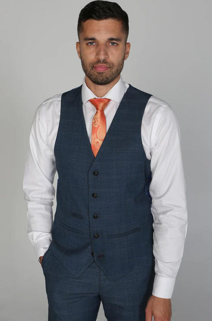 VICEROY NAVY CHECK 3-PIECE SUIT