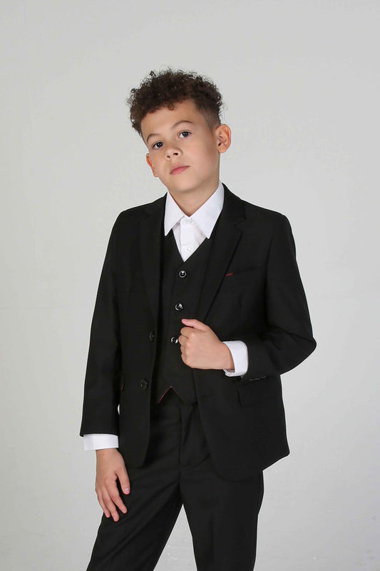 PARKER BOYS BLACK 3-PIECE SUIT