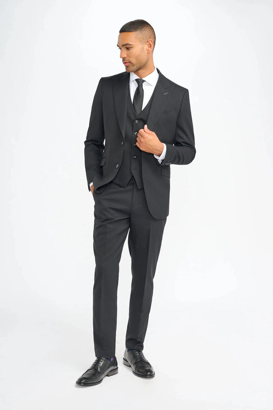 Cavani Roberto Black 3-Piece Suit