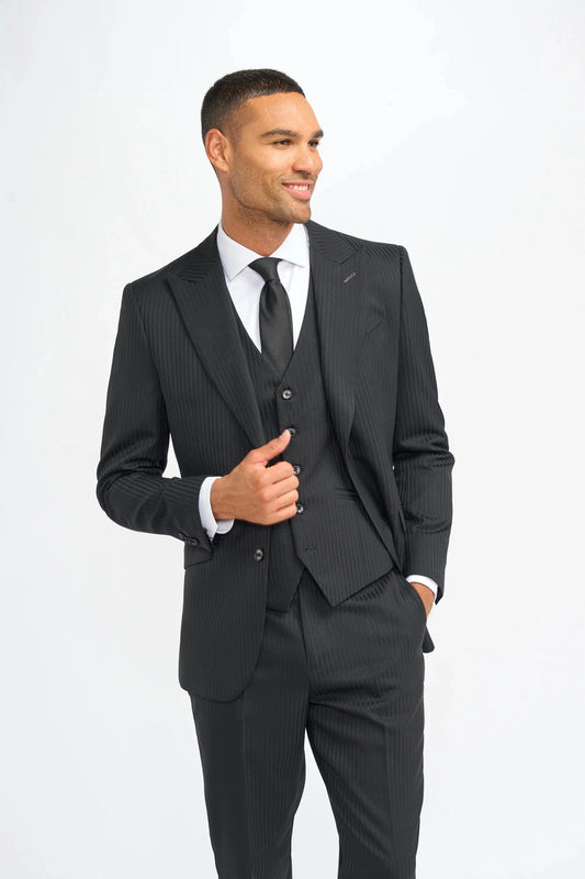 Cavani Roberto Black 3-Piece Suit