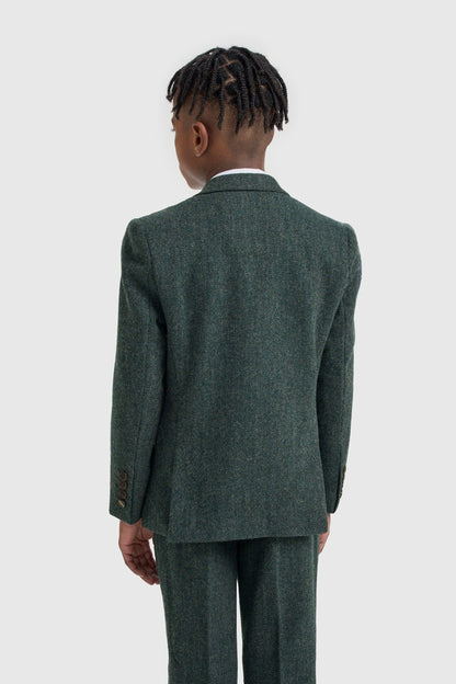 Cavani Thomas Lush Olive Tweed Boys Three Piece Suit