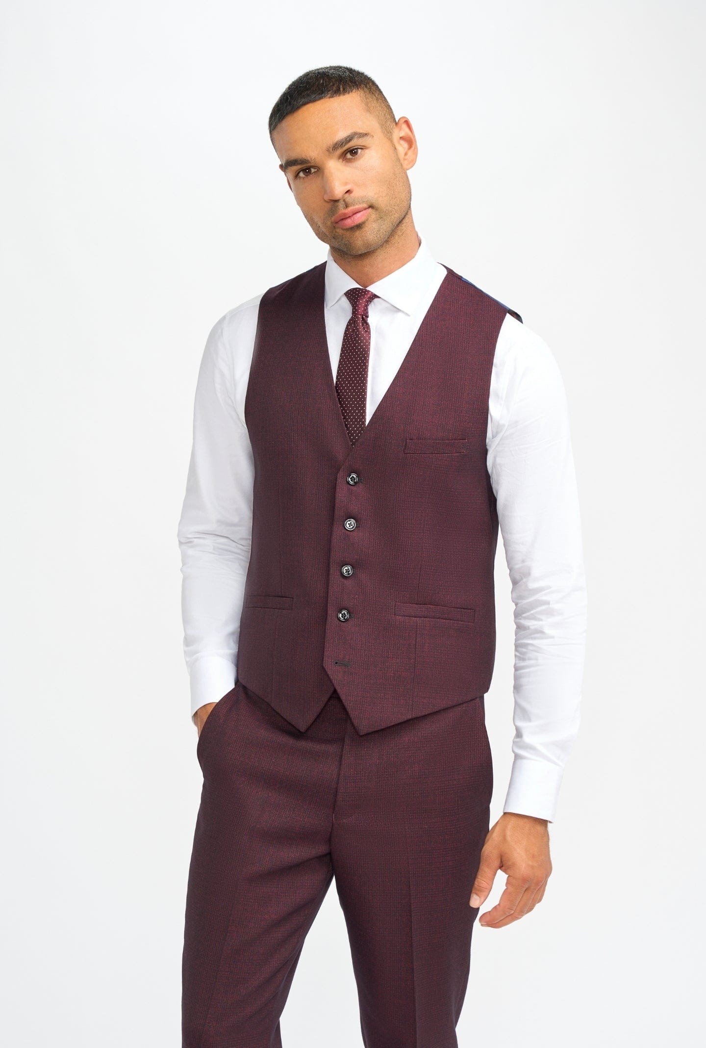 Cavani Caridi Wine Three Piece Suit