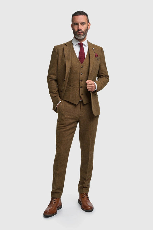 Cavani Thomas Brown Tweed 3-Piece Suit