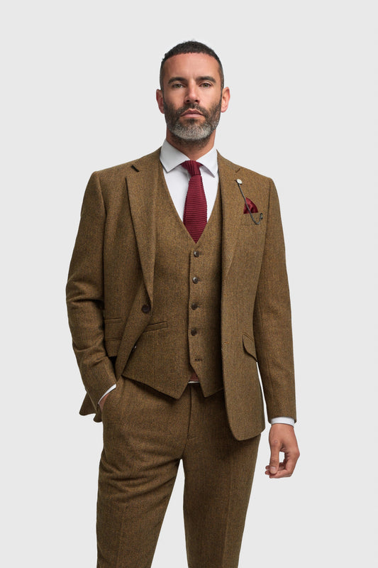 Cavani Thomas Brown Tweed 3-Piece Suit
