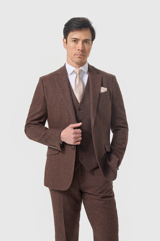 Cavani Thomas Dark Mahogany Tweed Three Piece Suit
