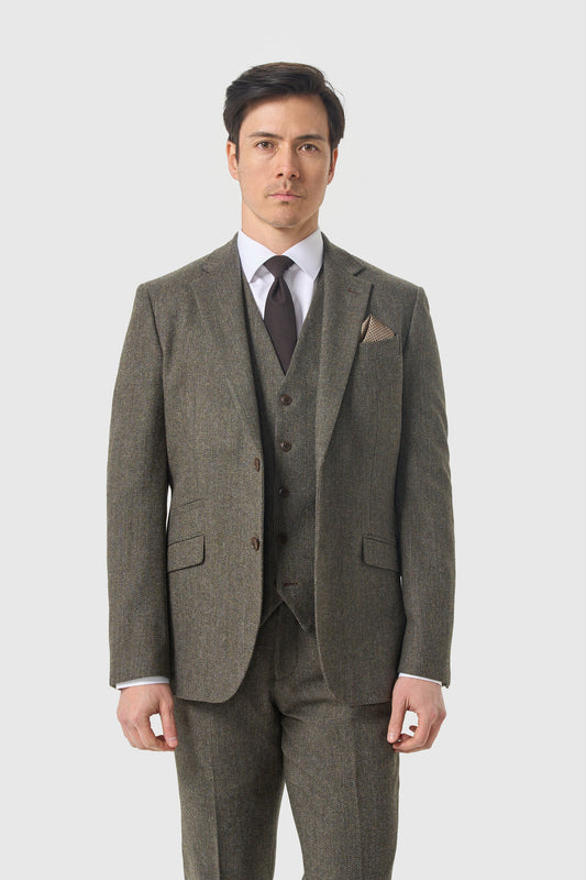Cavani Thomas Sage Tweed Three Piece Suit
