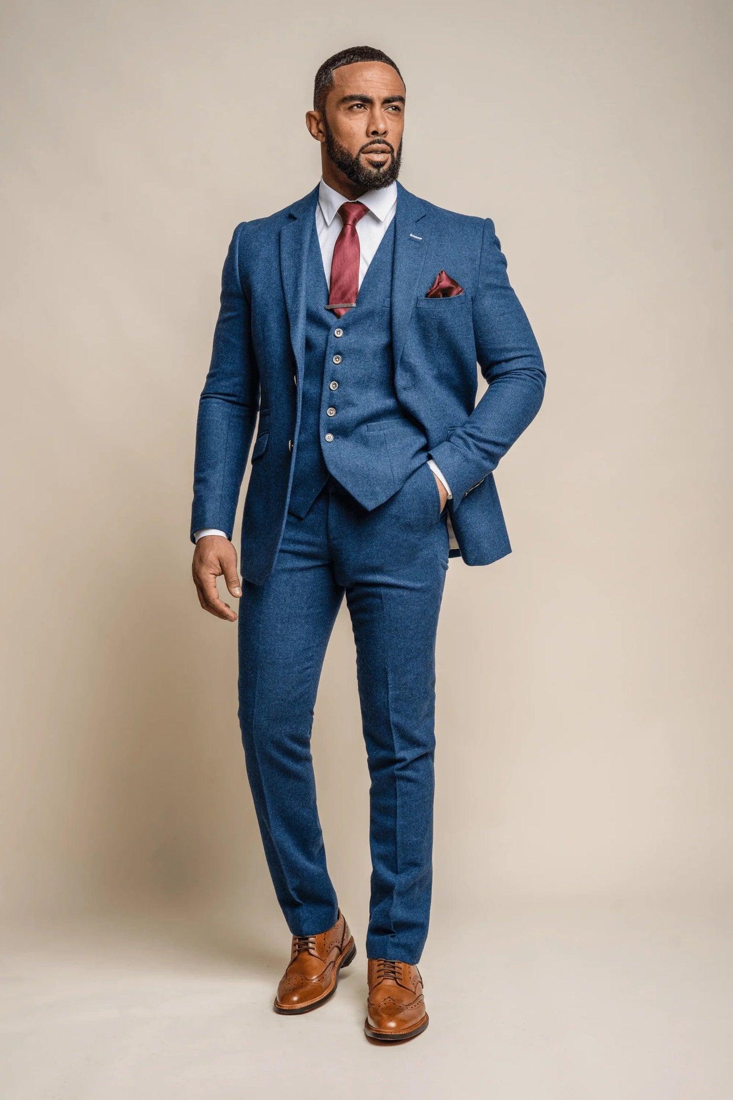 ORSON BLUE TWEED 3-PIECE SUIT