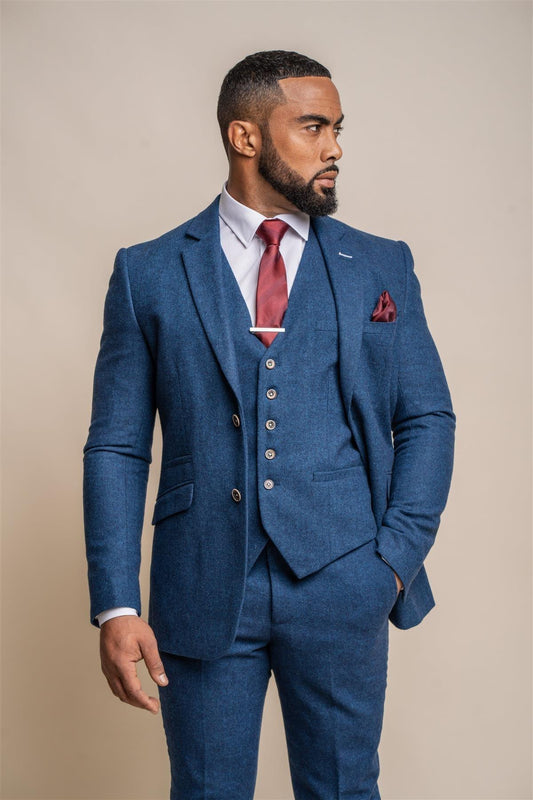 ORSON BLUE TWEED 3-PIECE SUIT