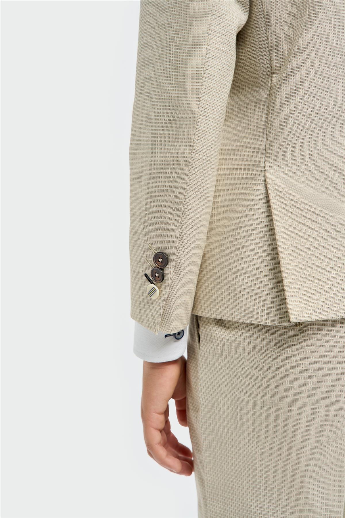 BOYS HAMPTON BEIGE 3-PIECE SUIT