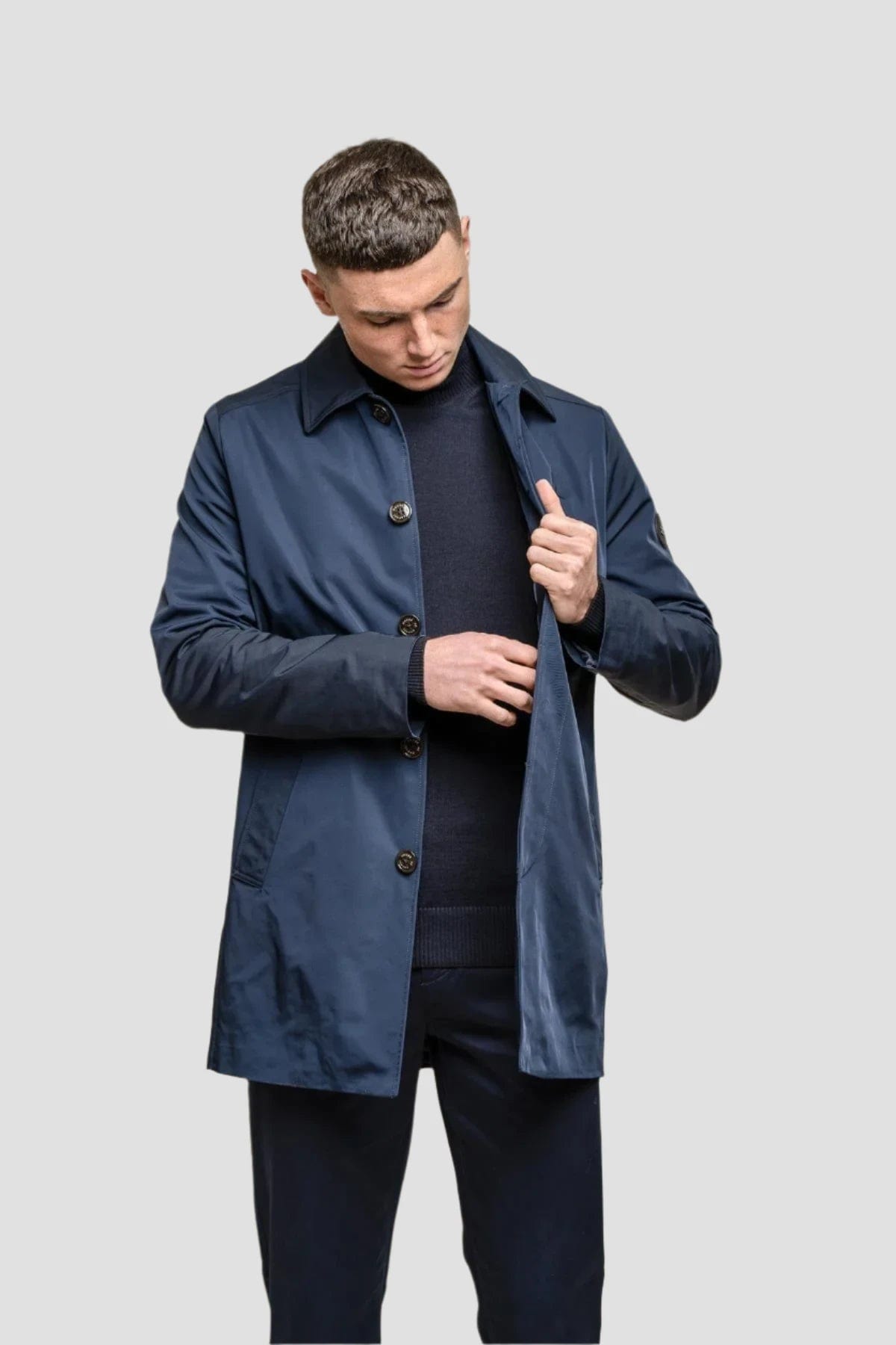 BARRACUDA NAVY COLLARD COAT