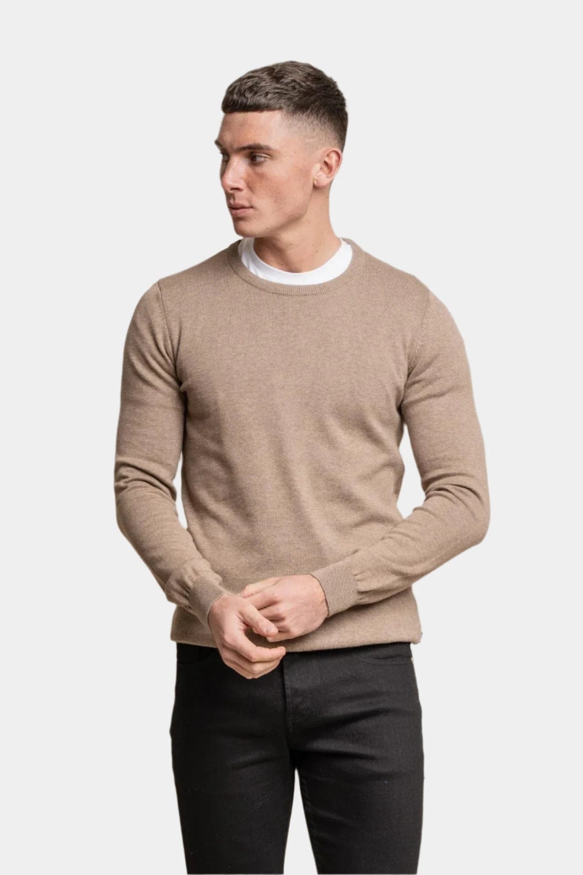 MERINO FAWN CREW NECK KNIT