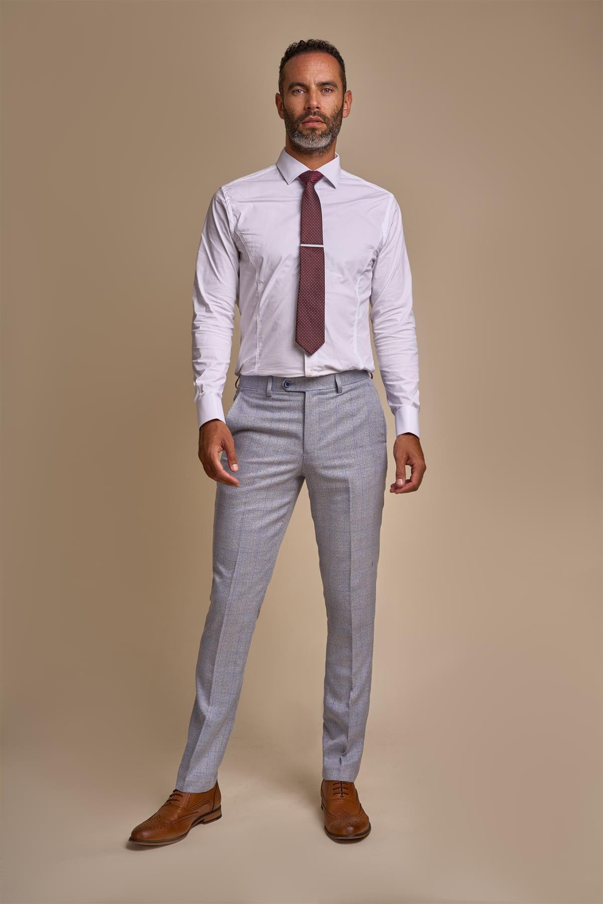 CARIDI SKY CHECK SLIM FIT TROUSERS