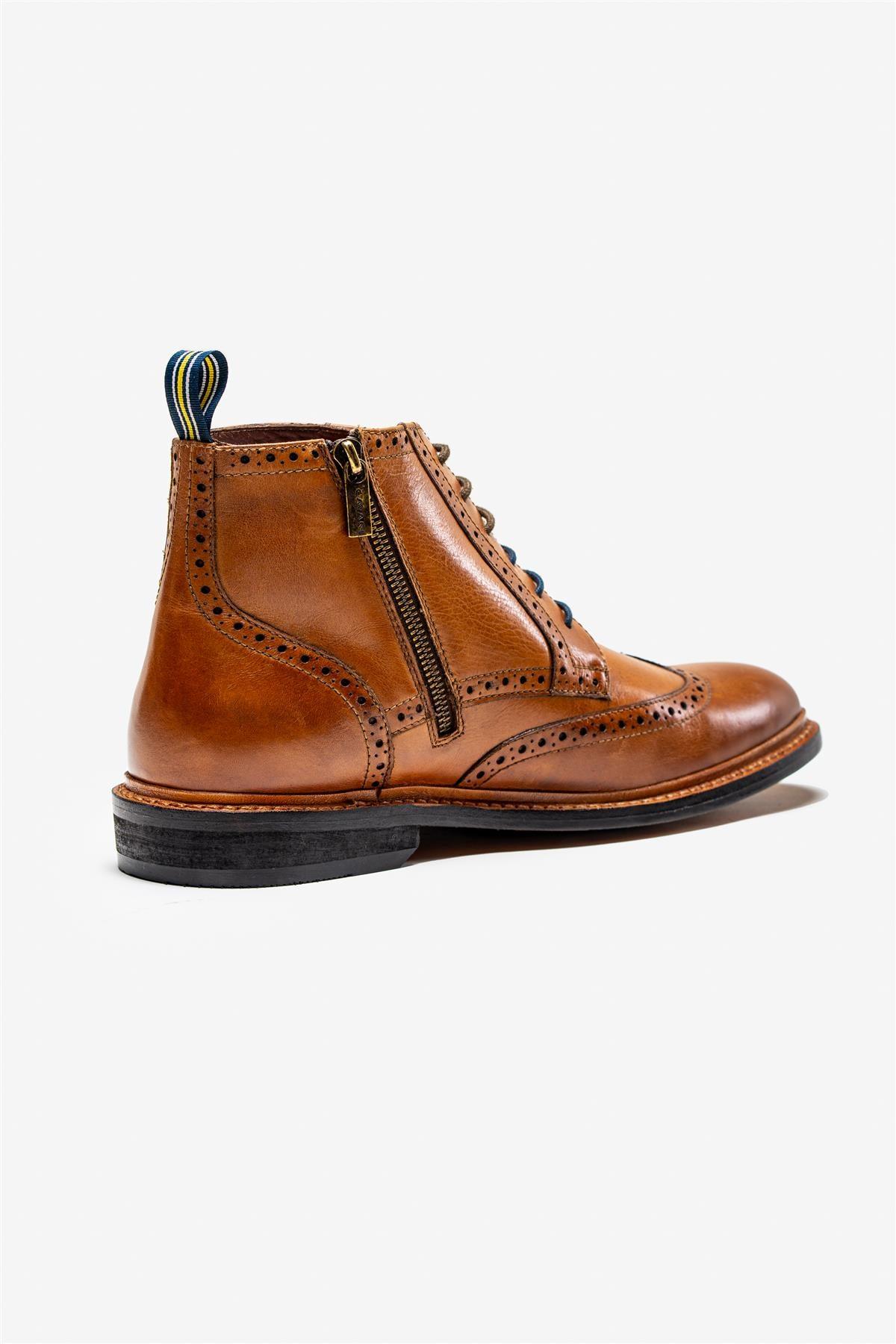 Cavani Ashmoor Mid Tan Leather Brogue Boots