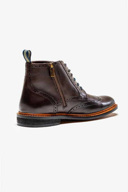 Cavani Ashmoor Brown Leather Brogue Boots