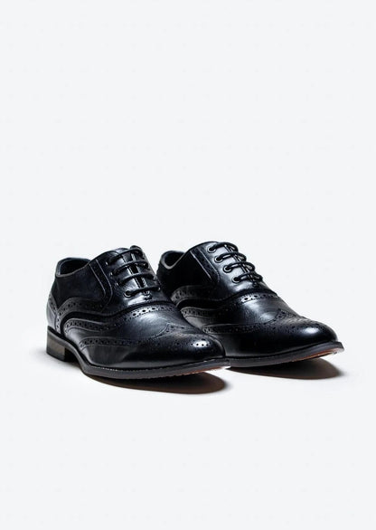 RUSSELL BLACK LEATHER BROGUE SHOES