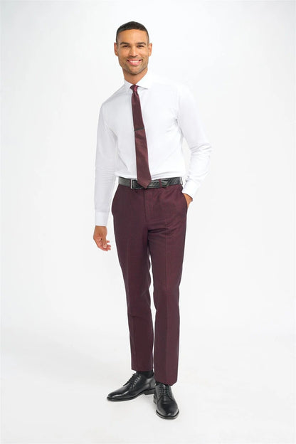 CARIDI WINE CHECK SLIM FIT TROUSERS