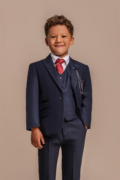 CARIDI BOYS NAVY 3 PIECE SUIT