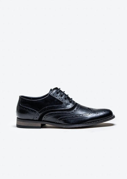 RUSSELL BLACK LEATHER BROGUE SHOES